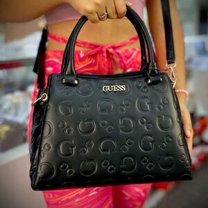 GUESS Black Embossed Satchel